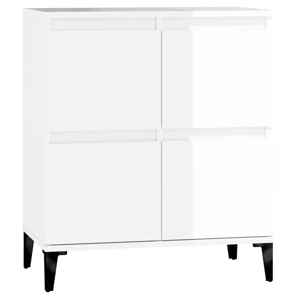 High Gloss White Sideboard Storage Cabinet, 60W x 35D cm