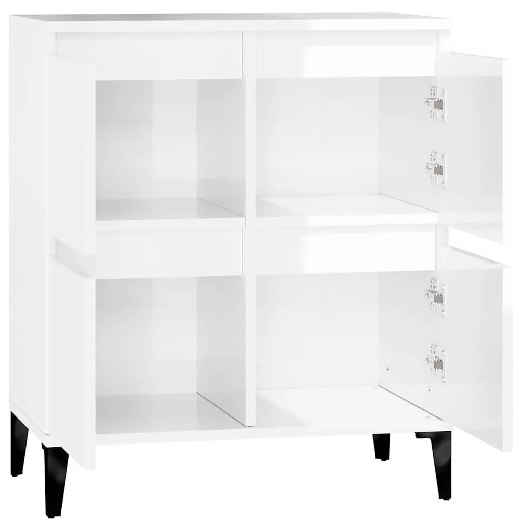 High Gloss White Sideboard Storage Cabinet, 60W x 35D cm