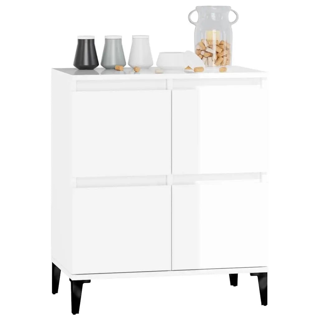 High Gloss White Sideboard Storage Cabinet, 60W x 35D cm