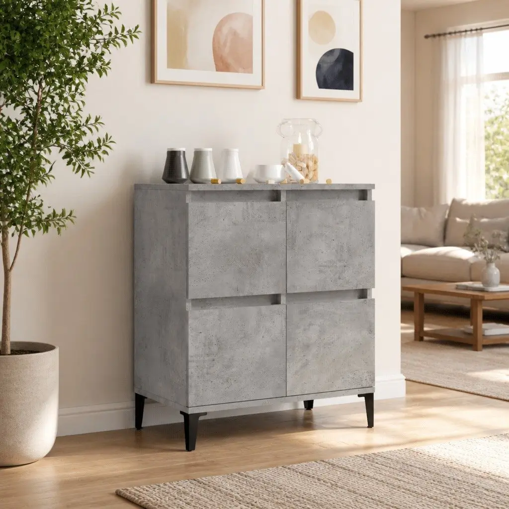 Sideboard Storage Cabinet for Home 60W x 35D x 70H cm Grey Engineered Wood