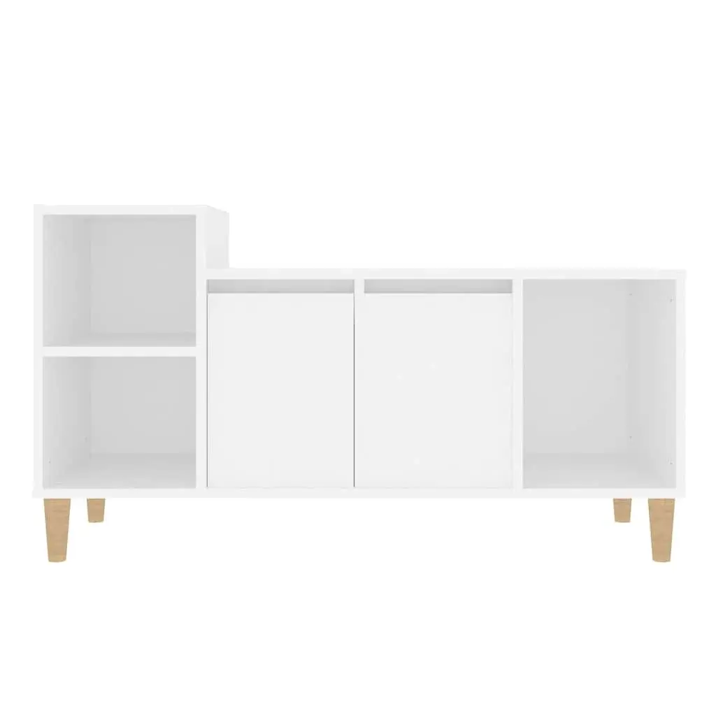 TV Cabinet White Engineered Wood Media Storage Unit with Doors Compartments