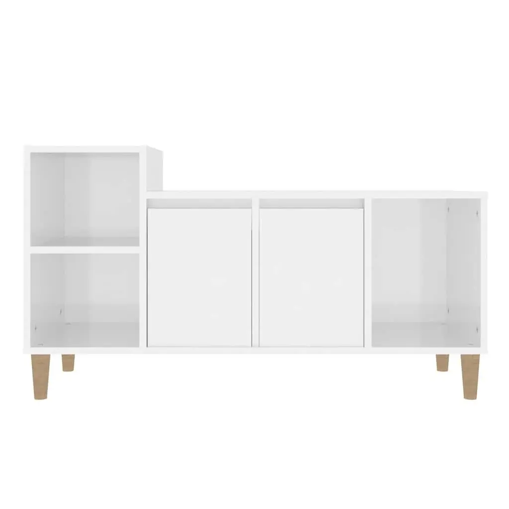TV Cabinet Storage Unit for Living Room High Gloss White 100 x 35 x 55 cm Engineered Wood Furniture