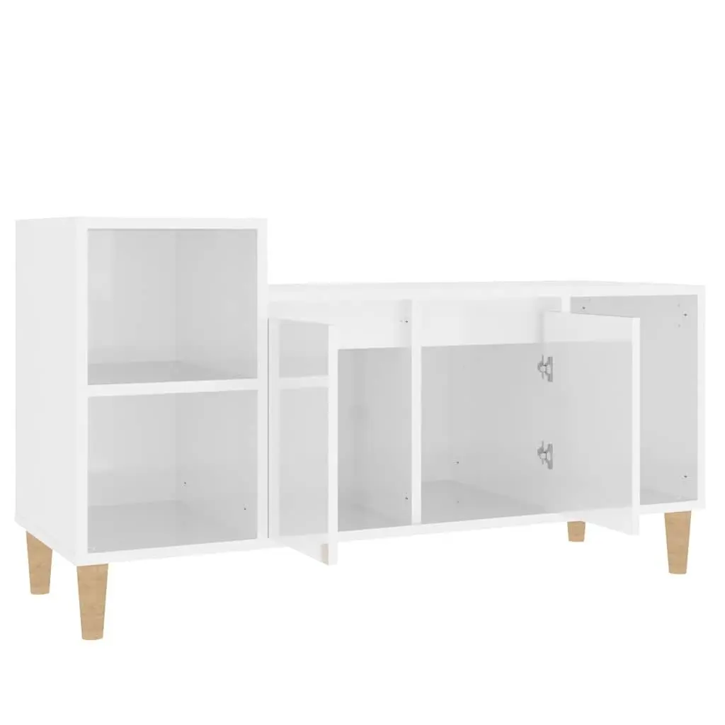 TV Cabinet Storage Unit for Living Room High Gloss White 100 x 35 x 55 cm Engineered Wood Furniture