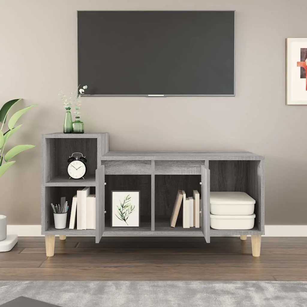 TV Cabinet for Living Room Grey Sonoma 100x35x55 cm Media Unit Storage with Doors