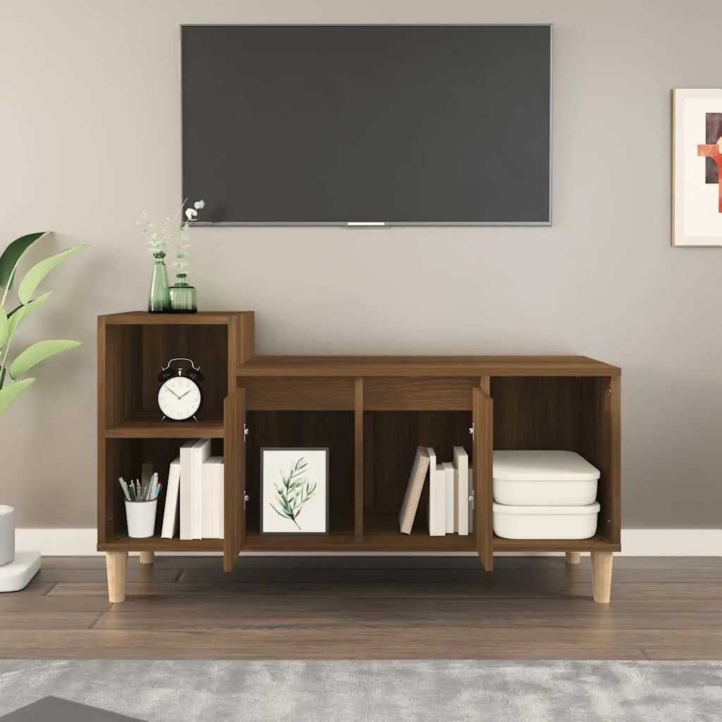TV Cabinet for Living Room Brown Oak 100x35x55cm Media Storage Unit Engineered Wood
