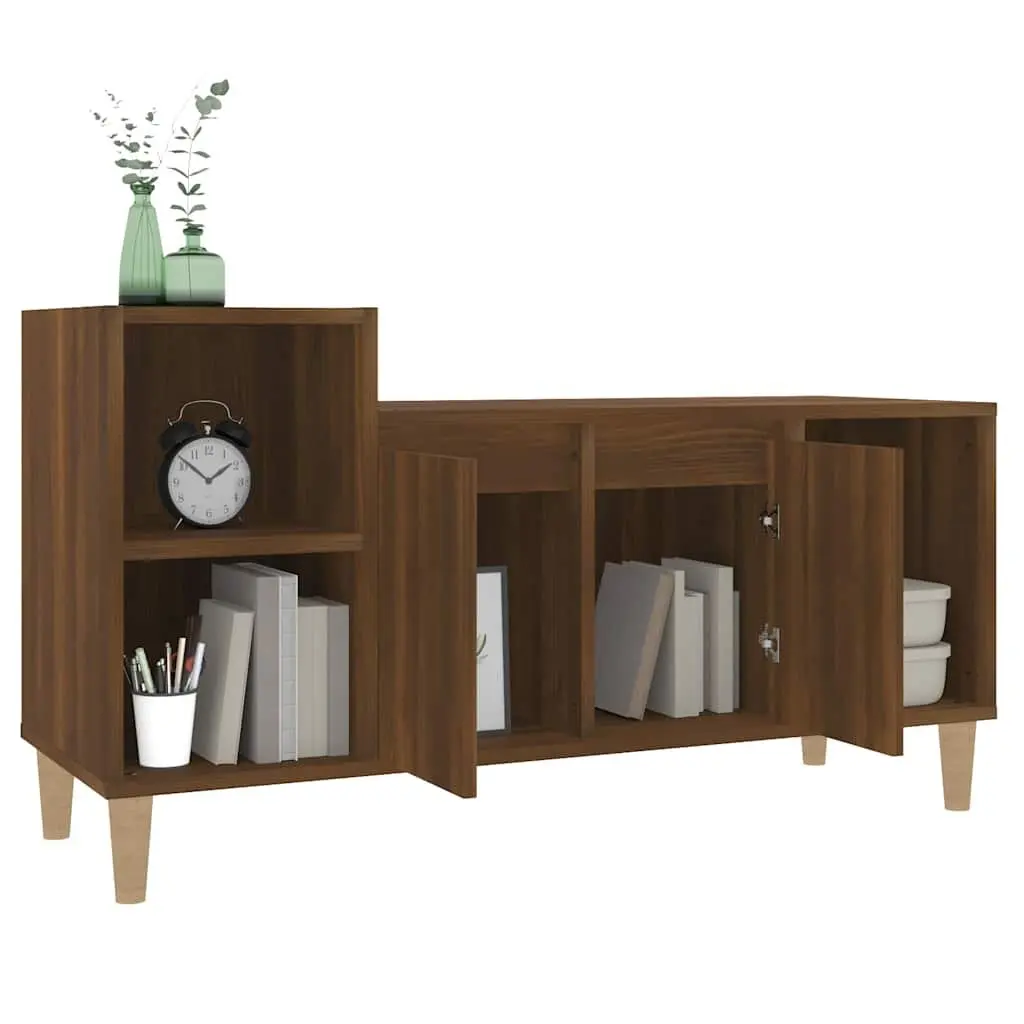 TV Cabinet for Living Room Brown Oak 100x35x55cm Media Storage Unit Engineered Wood