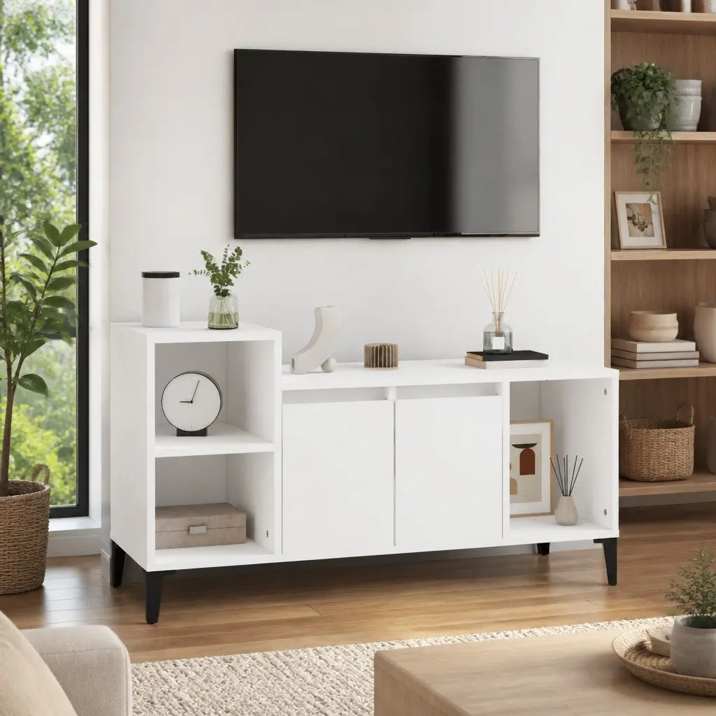 TV Cabinet White Media Storage Unit 100L x 35W x 55H cm