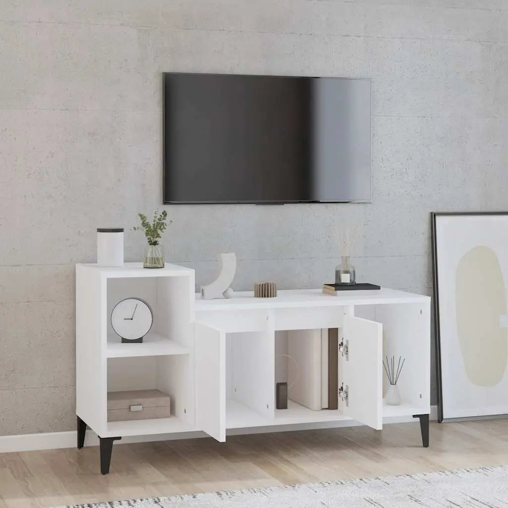 TV Cabinet White Media Storage Unit 100L x 35W x 55H cm