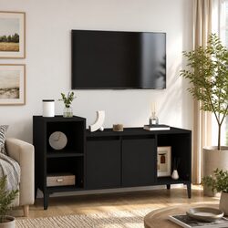 TV Cabinet Black 100x35x55cm Engineered Wood Media Storage Unit Doors