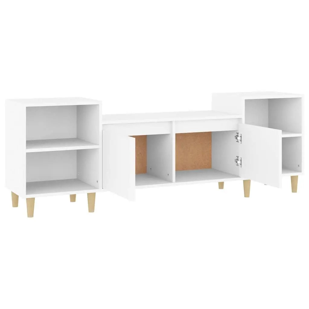 White TV Cabinet Engineered Wood Media Unit 160x35x55cm with Storage Compartments