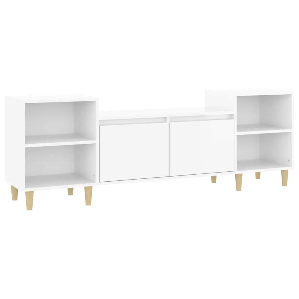 TV Cabinet for Living Room High Gloss White 160 x 35 x 55 cm Engineered Wood 6 Compartments