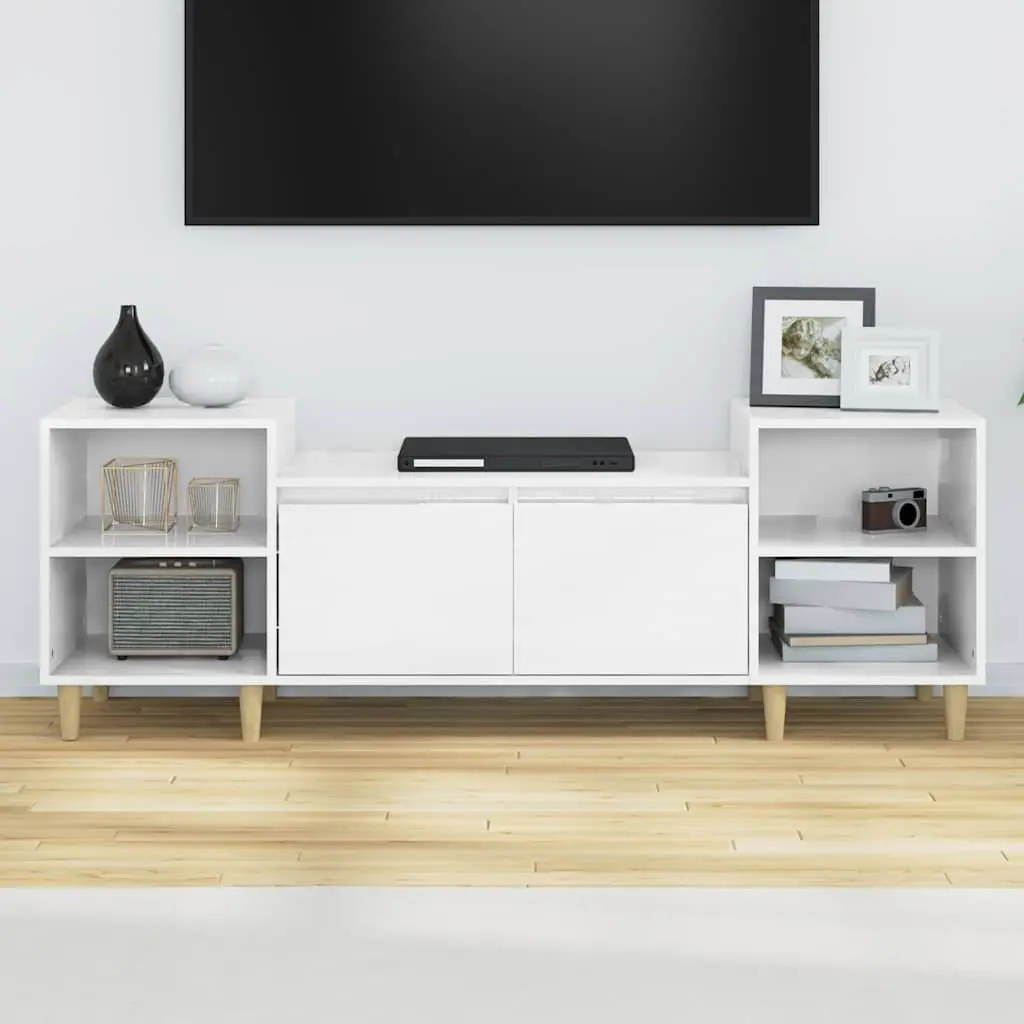 TV Cabinet for Living Room High Gloss White 160 x 35 x 55 cm Engineered Wood 6 Compartments