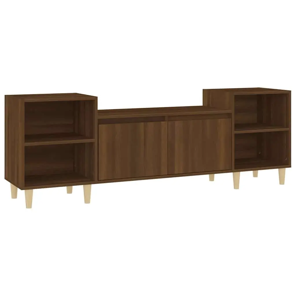 TV Cabinet Living Room 160cm Brown Oak Engineered Wood Media Storage Unit with Doors