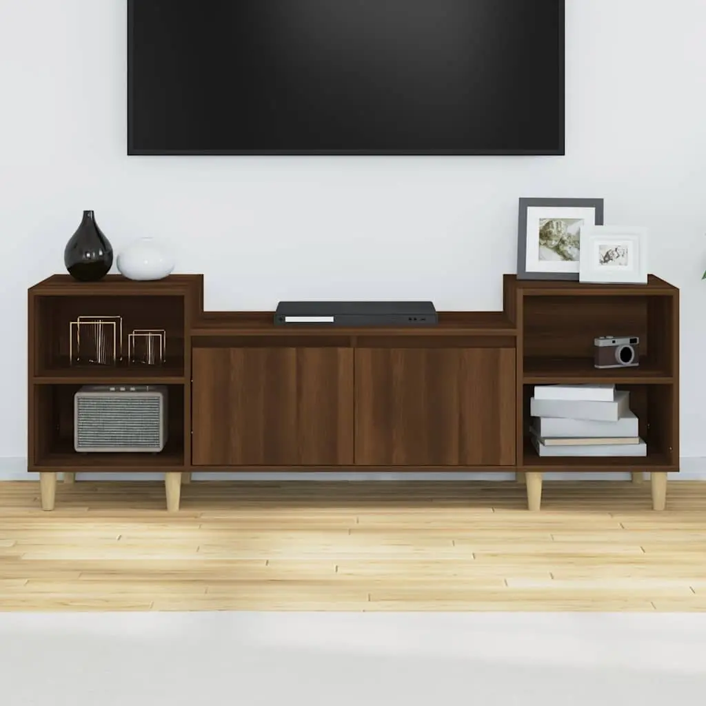 TV Cabinet Living Room 160cm Brown Oak Engineered Wood Media Storage Unit with Doors