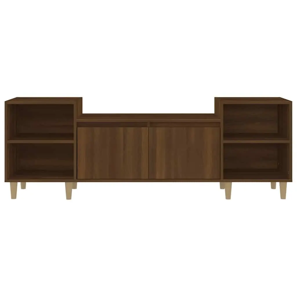 TV Cabinet Living Room 160cm Brown Oak Engineered Wood Media Storage Unit with Doors