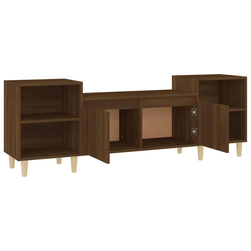 TV Cabinet Living Room 160cm Brown Oak Engineered Wood Media Storage Unit with Doors