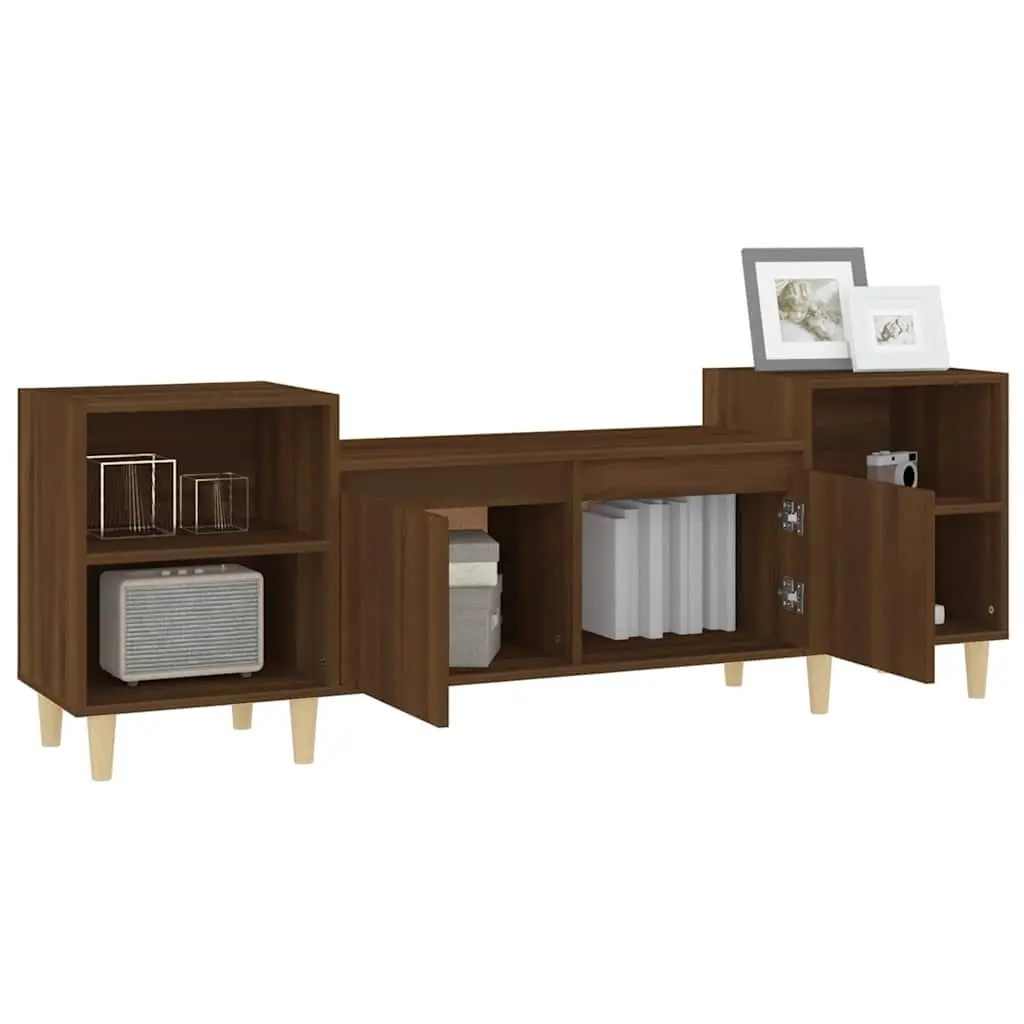 TV Cabinet Living Room 160cm Brown Oak Engineered Wood Media Storage Unit with Doors