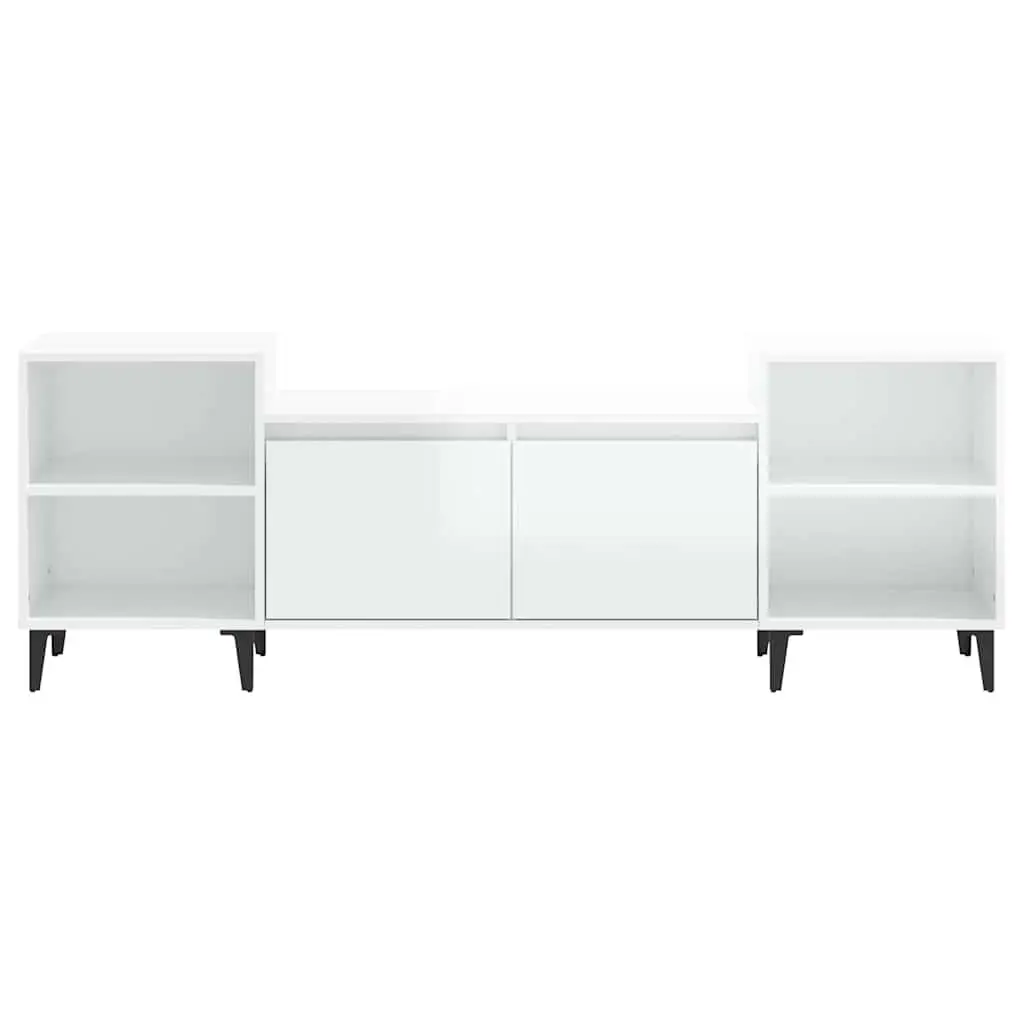 TV Cabinet Living Room High Gloss White 160x35x55 cm Storage Unit Media Stand Engineered Wood