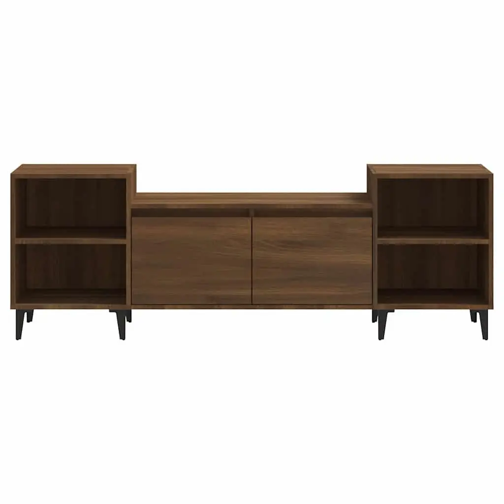 TV Cabinet Brown Oak 160x35x55cm Media Unit 6 Compartments Storage