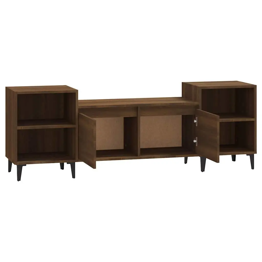 TV Cabinet Brown Oak 160x35x55cm Media Unit 6 Compartments Storage