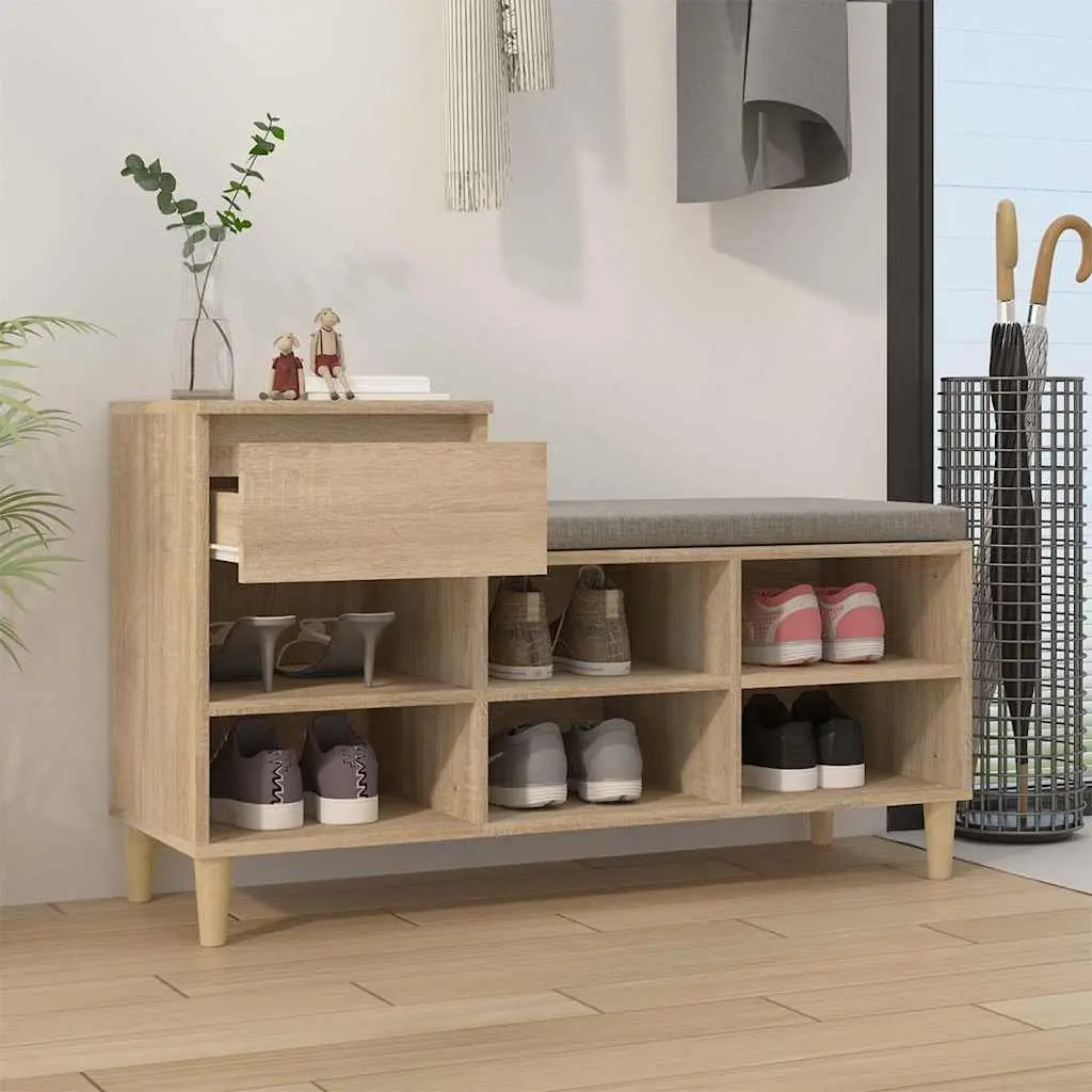 Shoe Cabinet for Entryway Bedroom Hallway Brown 102W x 36D x 60H cm 6 Compartments 1 Drawer Engineered Wood