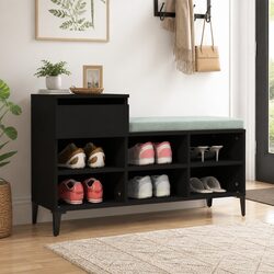 Shoe Cabinet Specifications: Black with 6 Compartments