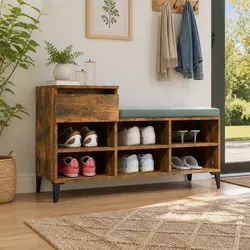 Engineered Wood Shoe Cabinet: 102 x 36 x 60 cm, 6 Compartments