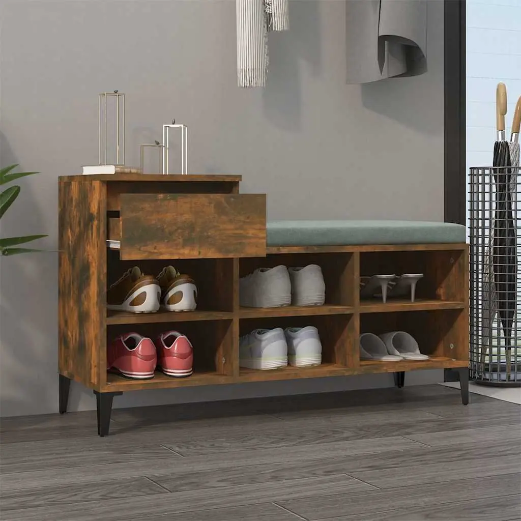 Shoe Cabinet Storage Organiser for Home 102 x 36 x 60 cm Brown Engineered Wood with Drawer 6 Compartments