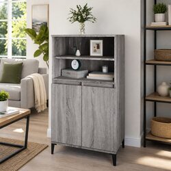 Grey Sonoma Highboard Storage Cabinet: 60 x 36 x 110 cm
