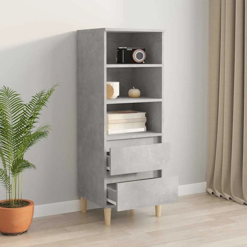 Highboard Grey Engineered Wood Cabinet 40x36x110cm Storage Sideboard Shelves
