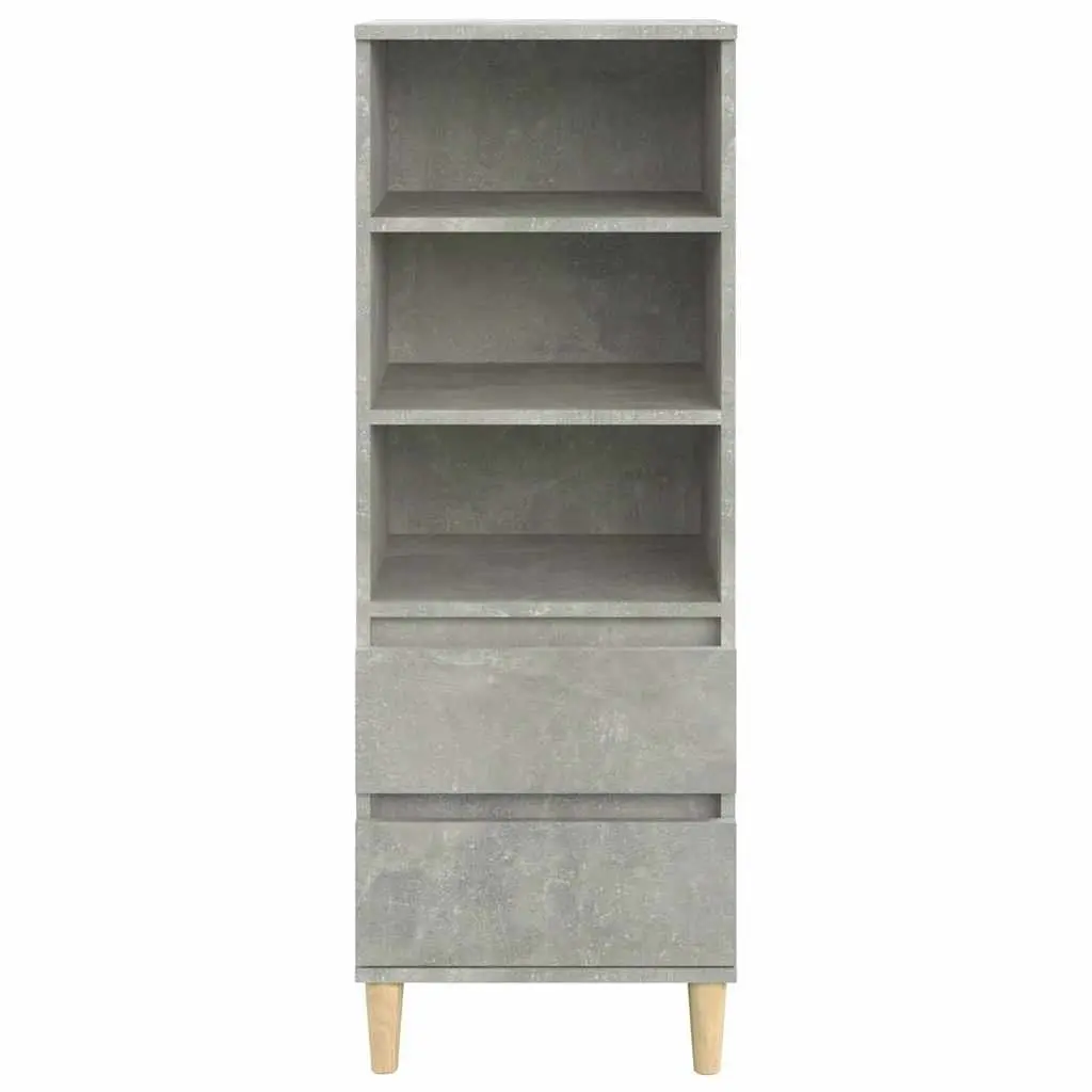 Highboard Grey Engineered Wood Cabinet 40x36x110cm Storage Sideboard Shelves