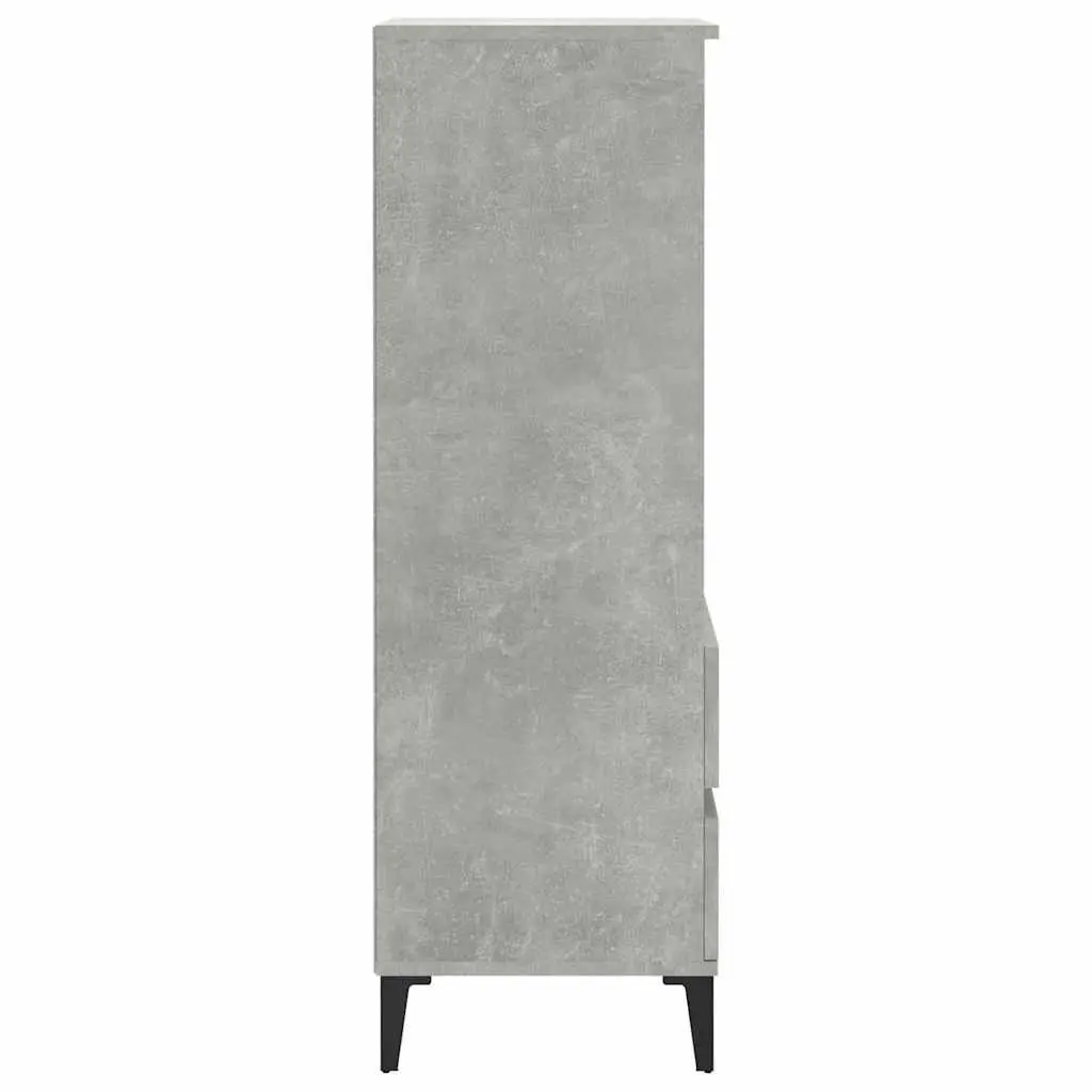 Highboard Grey Sideboard 40x36x110cm Engineered Wood with 3 Shelves and 2 Drawers Industrial Style
