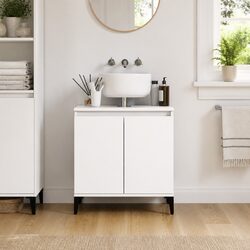 Bathroom Sink Cabinet White 58x33x60 cm Storage Vanity Unit Engineered Wood
