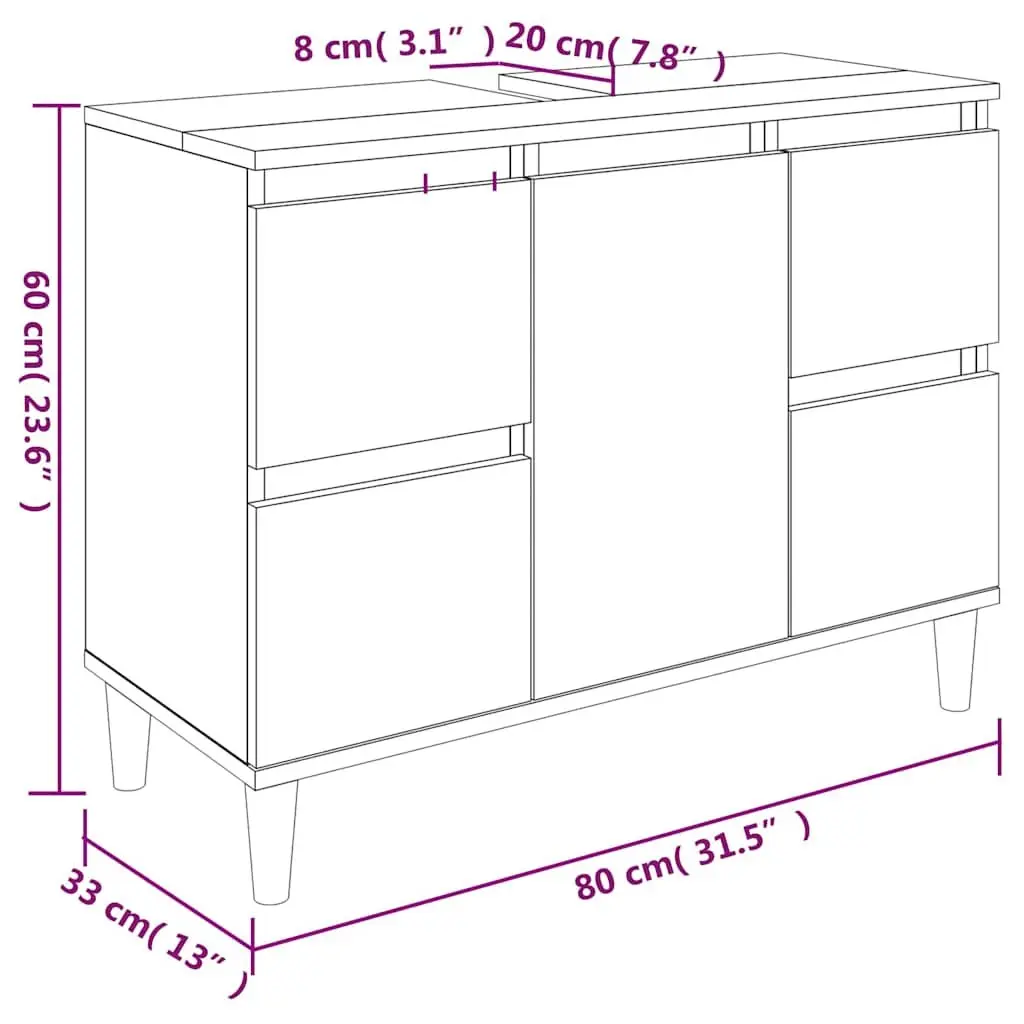 Bathroom Sink Cabinet 80x33x60 cm