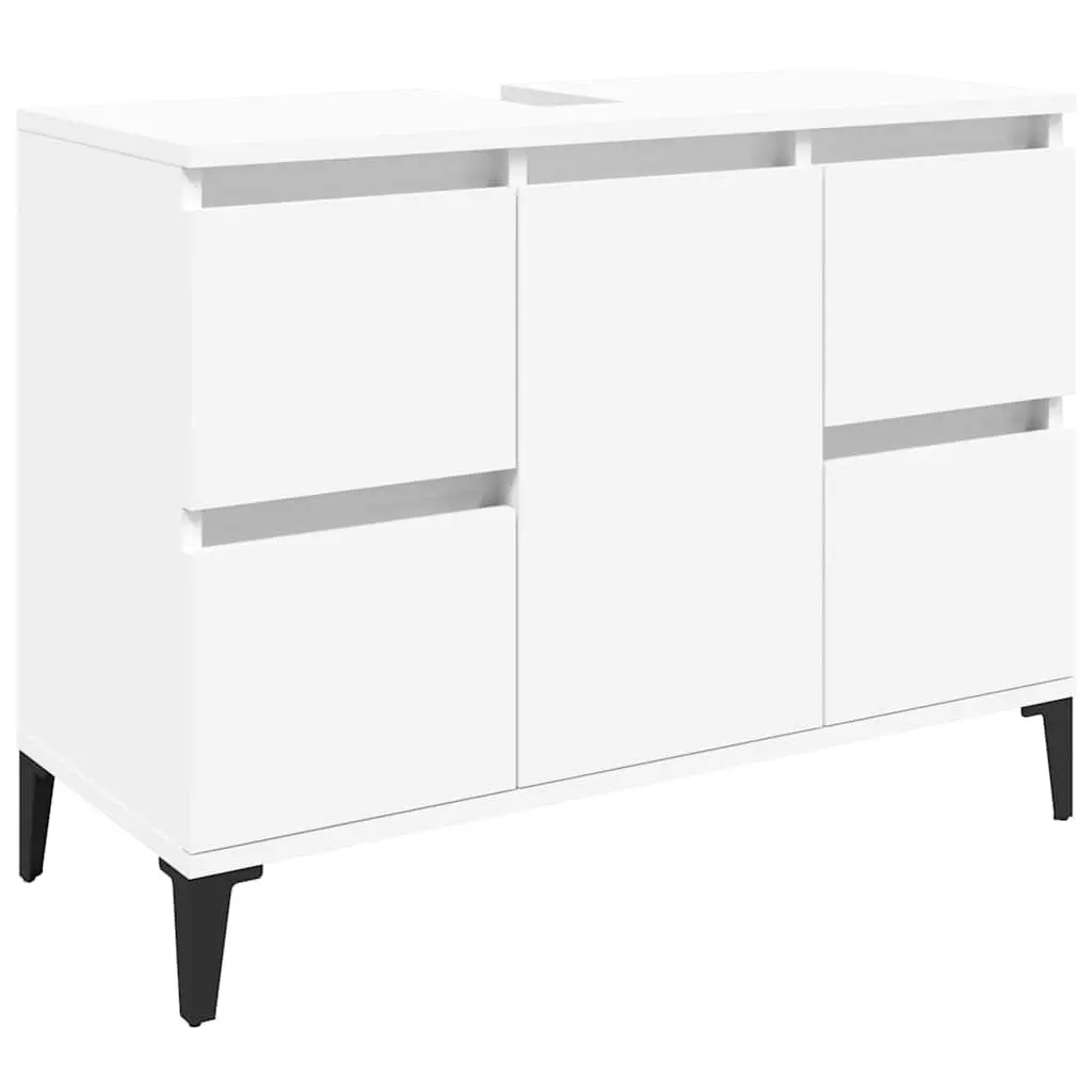 Bathroom Sink Cabinet White Engineered Wood Storage Vanity Unit 80x33x60cm