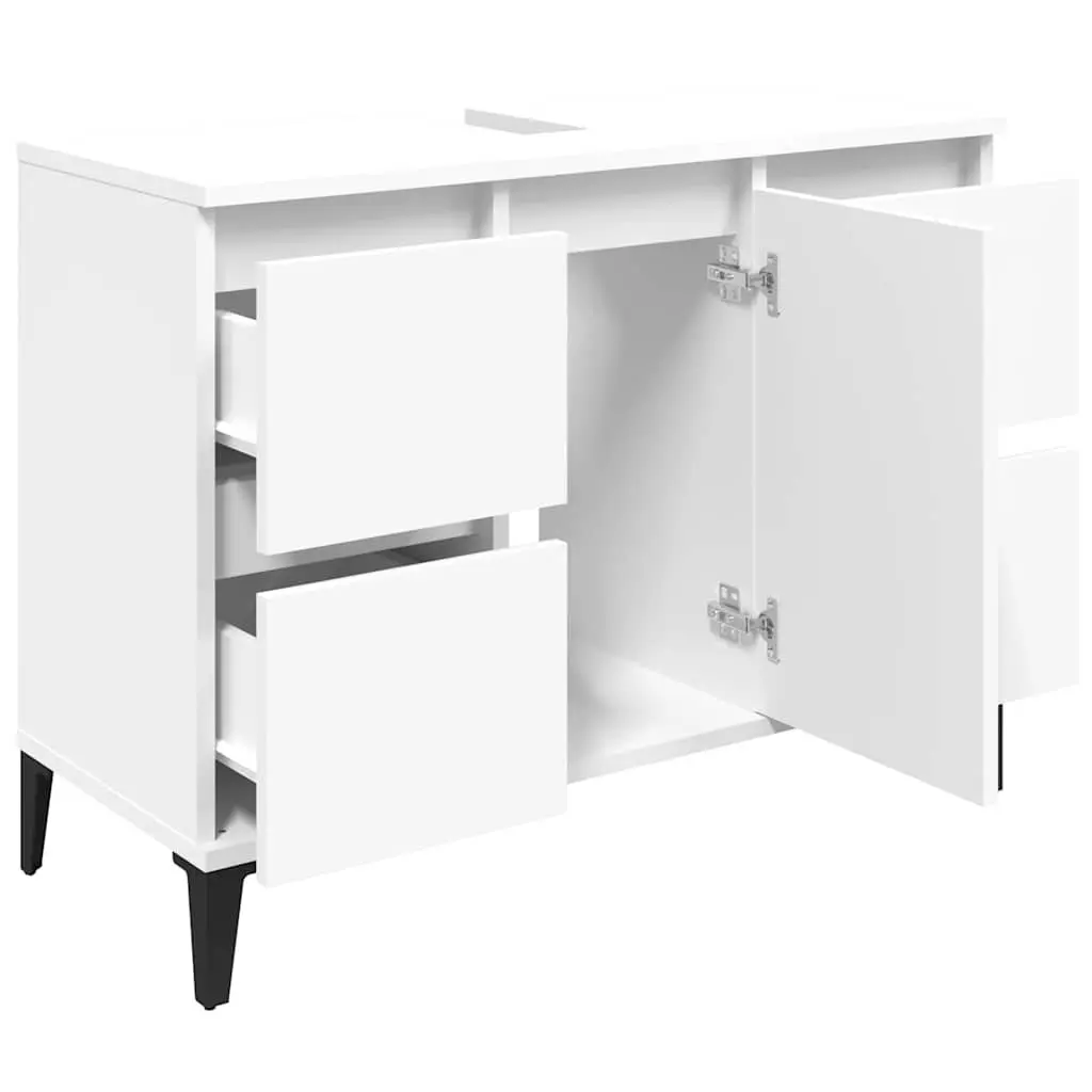 Bathroom Sink Cabinet White Engineered Wood Storage Vanity Unit 80x33x60cm