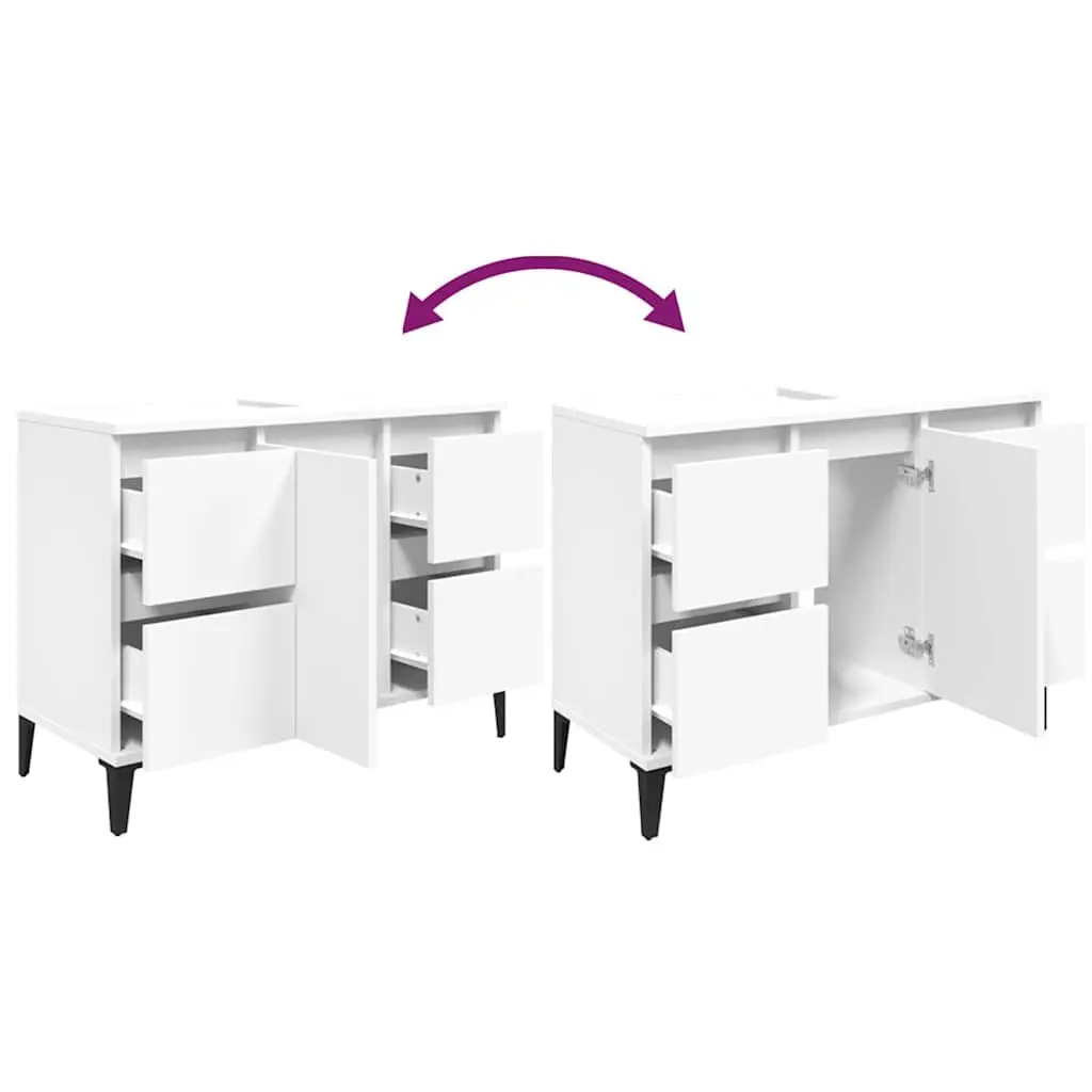 Bathroom Sink Cabinet White Engineered Wood Storage Vanity Unit 80x33x60cm