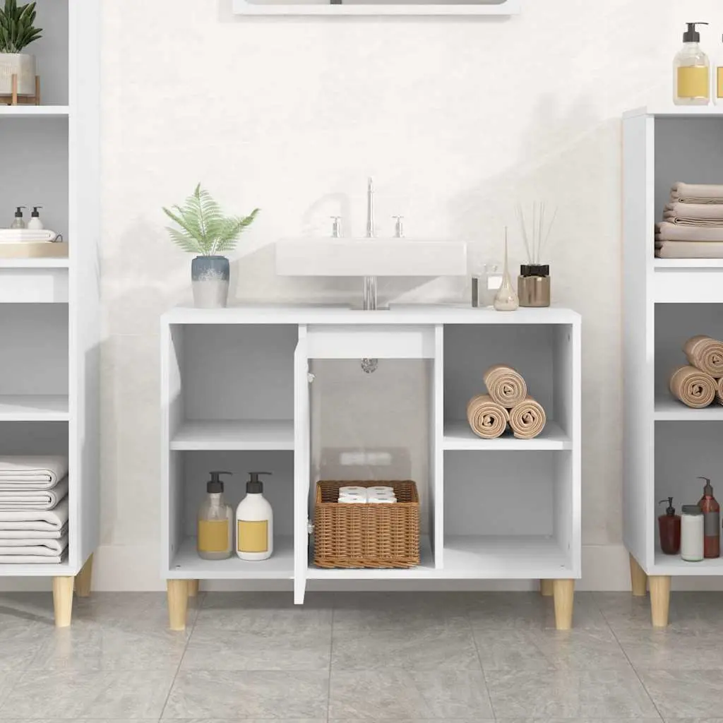 Bathroom Sink Cabinet White 80x33x60 cm Engineered Wood Vanity Unit Storage