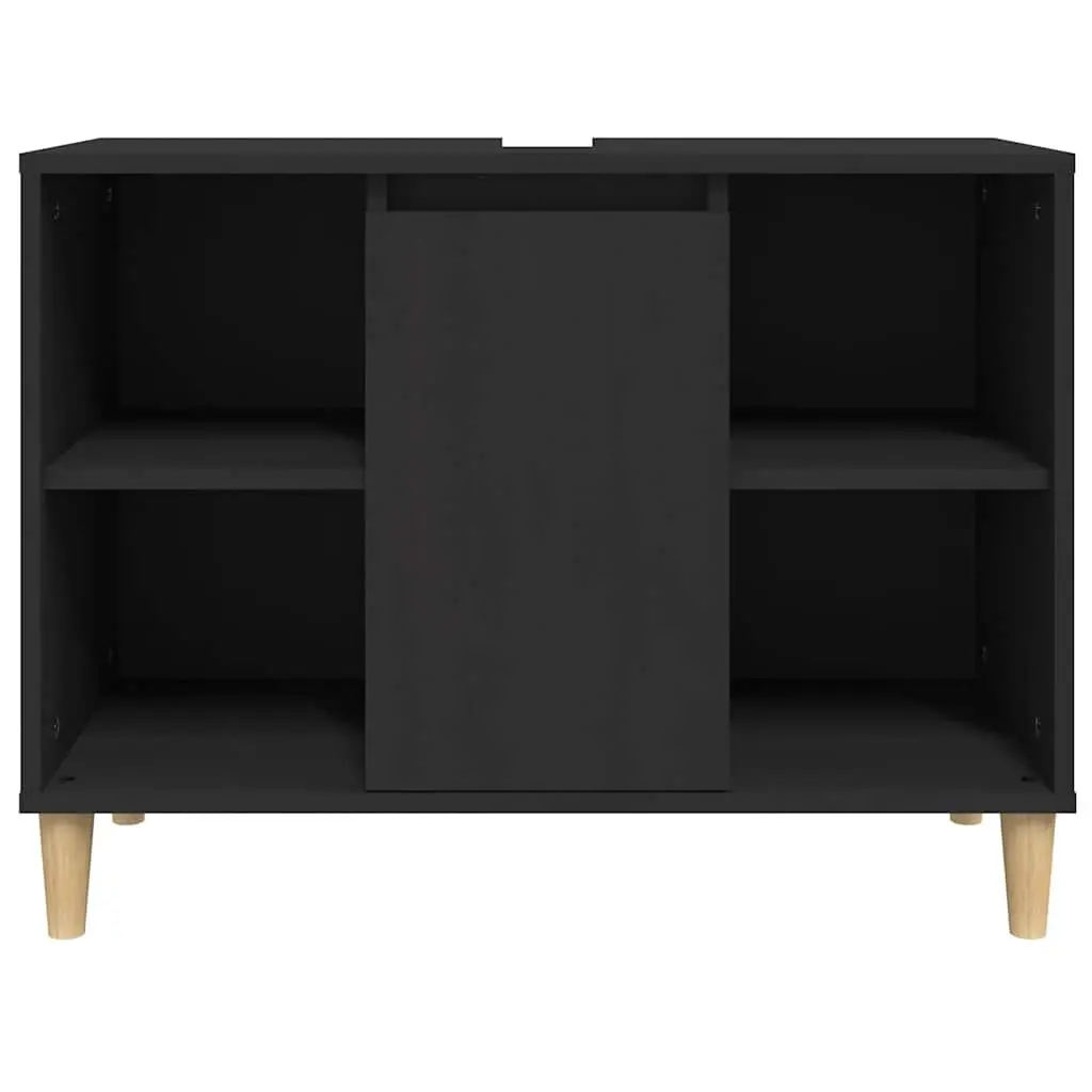 Sink Cabinet Black Bathroom Vanity Unit Storage Engineered Wood 80x33x60cm