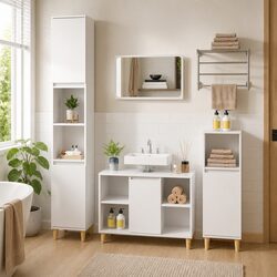 Bathroom Sink Cabinet High Gloss White Storage Vanity Unit 80x33x60 cm