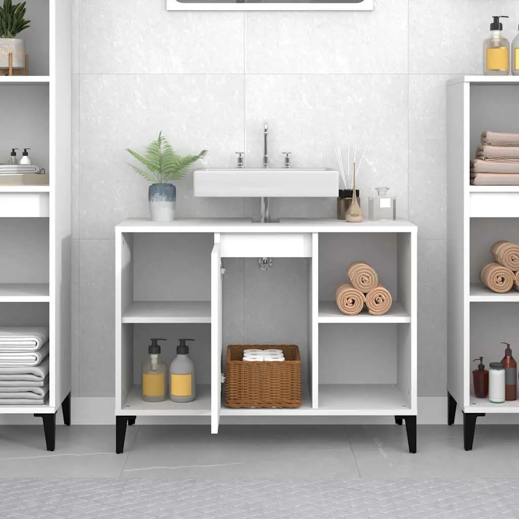 Bathroom Sink Cabinet White 80x33x60cm Vanity Unit Storage Engineered Wood