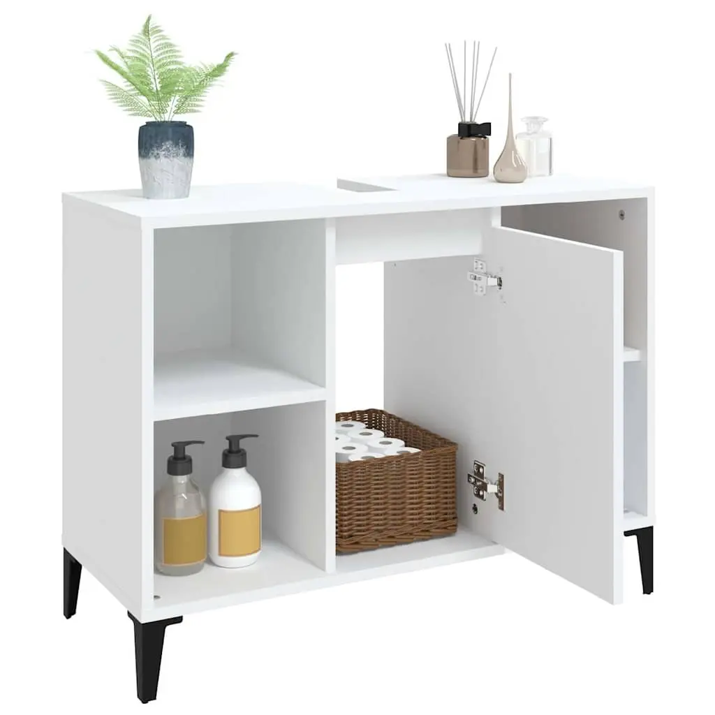 Bathroom Sink Cabinet White 80x33x60cm Vanity Unit Storage Engineered Wood