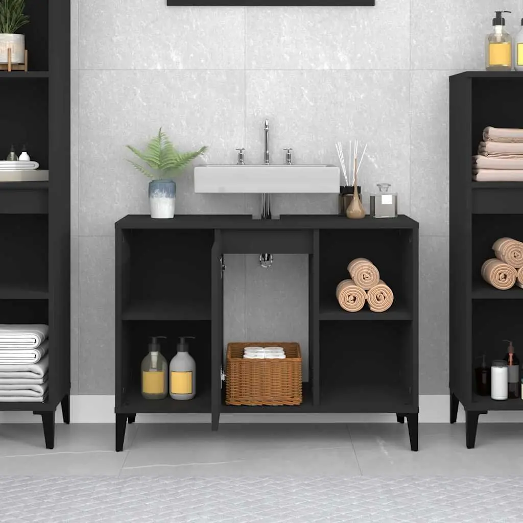 Black Bathroom Sink Cabinet Unit