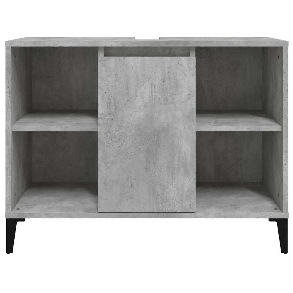 Grey Engineered Wood Bathroom Storage Unit 80x33x60cm Sink Cabinet