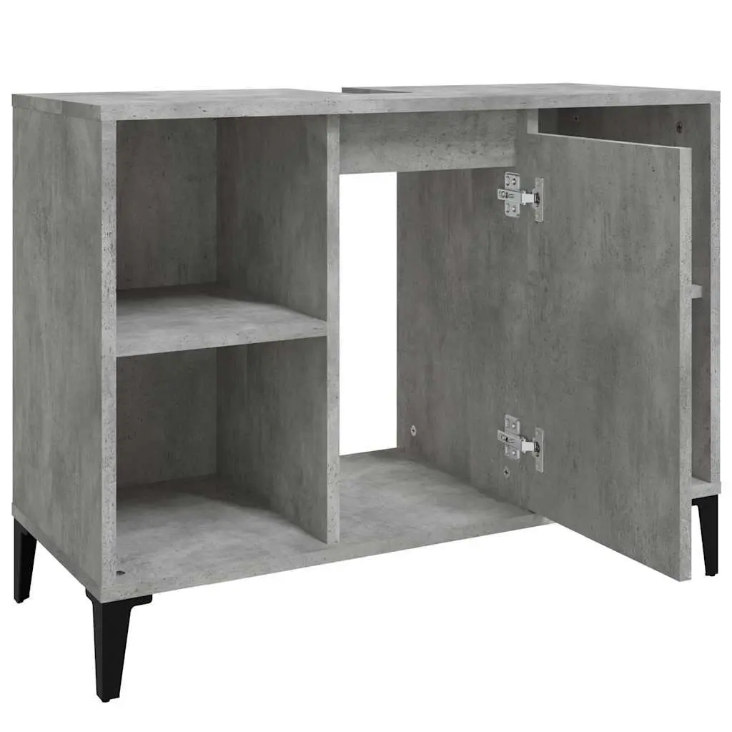 Grey Engineered Wood Bathroom Storage Unit 80x33x60cm Sink Cabinet