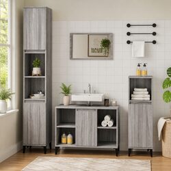 Grey Sonoma Bathroom Sink Cabinet - Dimensions 80x33x60 cm