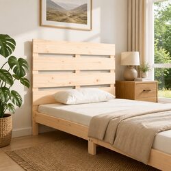 100cm Wooden Headboard: Pine Material and Slatted Design