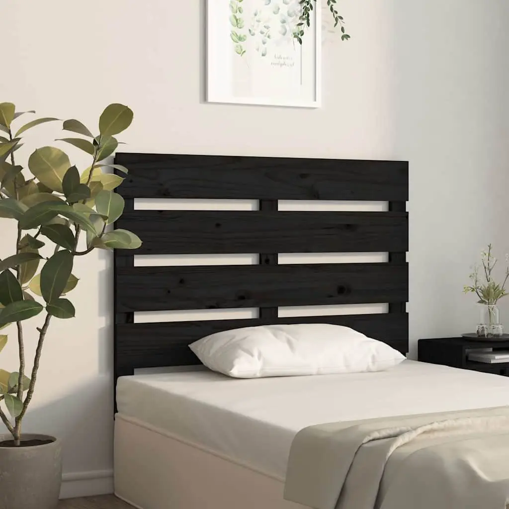 Wooden Bed Headboard 75cm Black Slatted Pine Bedroom Furniture