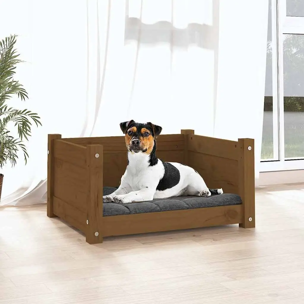 Dog Bed Wooden Rectangular Pet Sleep Nest Brown Furniture for Dogs Puppies