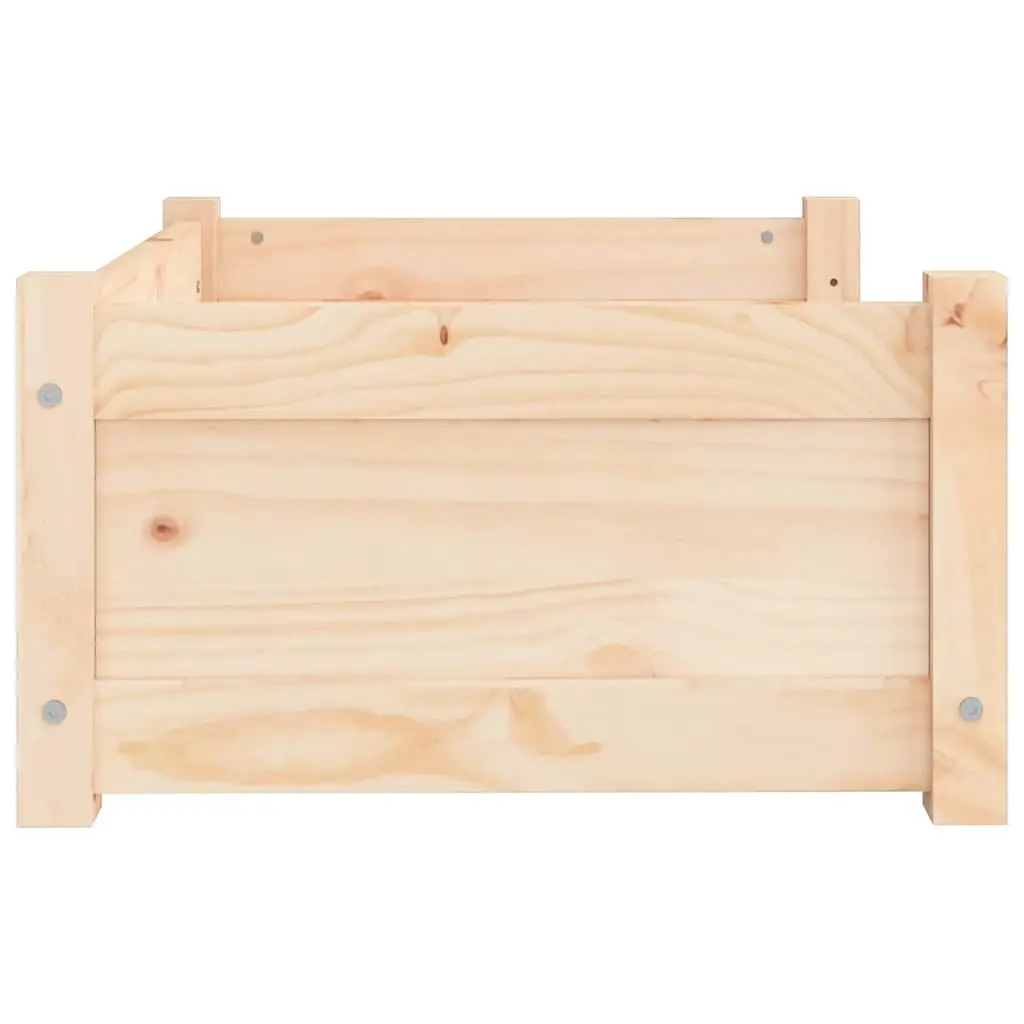 Dog Bed Rectangular Solid Pine Wood for Pets 65.5 x 50.5 x 28 cm